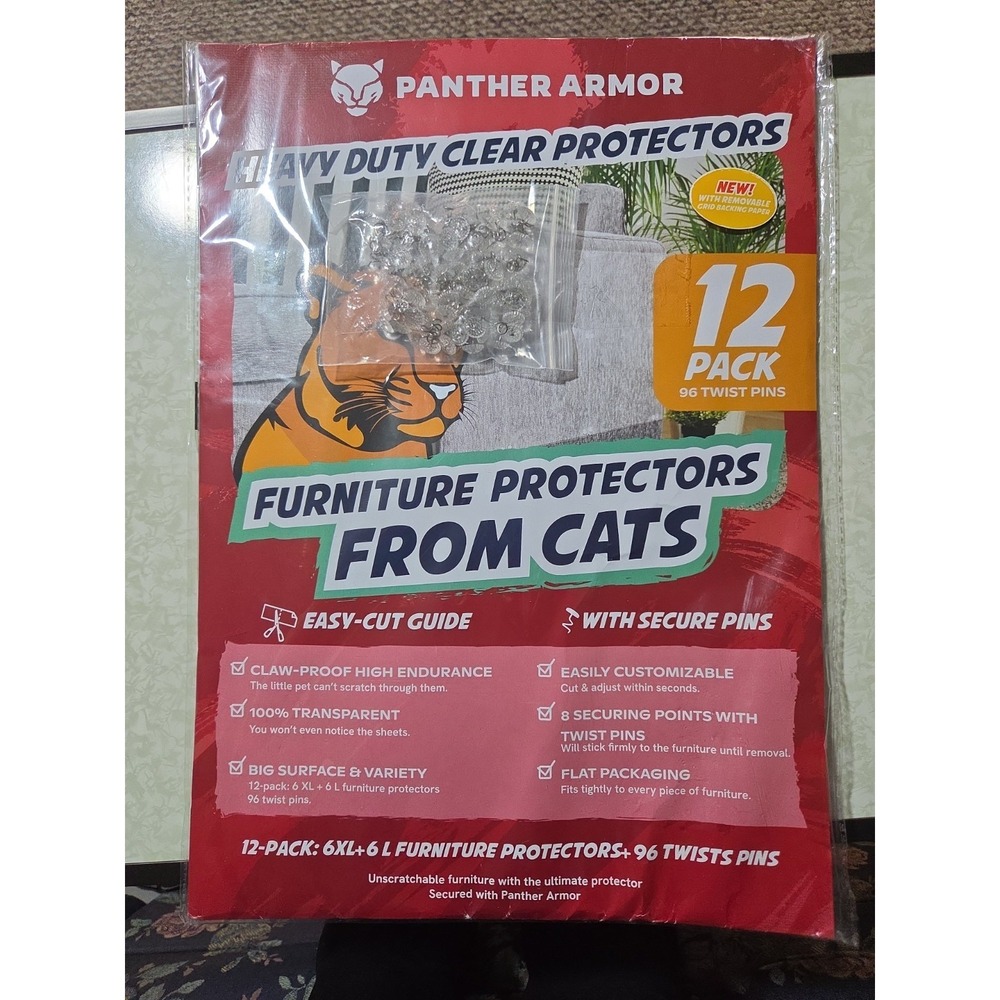Panther Armor Heavy Duty Clear Furniture Protectors From Cats 12 Pack